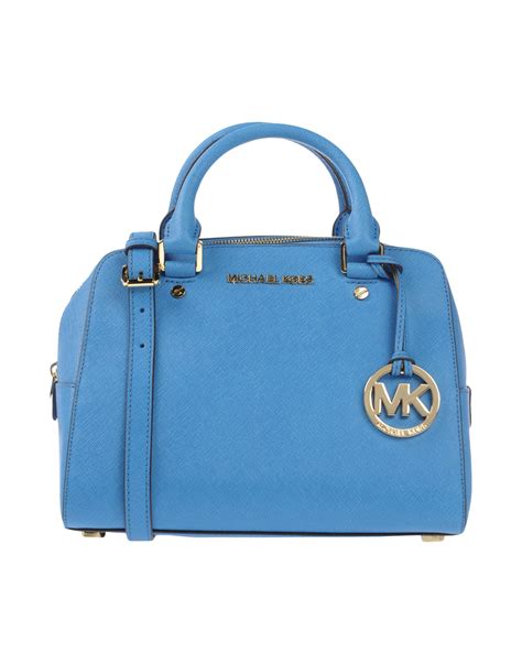 michael kors blue and white satchel|Michael Kors opened satchel purse.